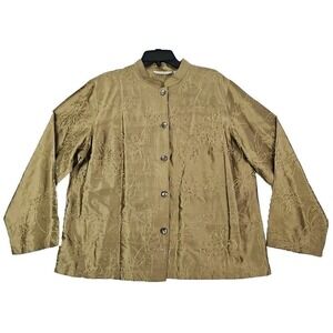 French Laundry ~Woman Size 1X~ Gold Embroidered Button-Up Jacket Shacket Unlined